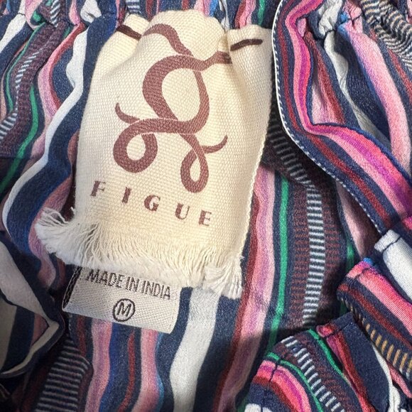 Figue Mirella Striped Midi Dress Love Stripe Maya M medium silk off shoulder - Picture 5 of 11